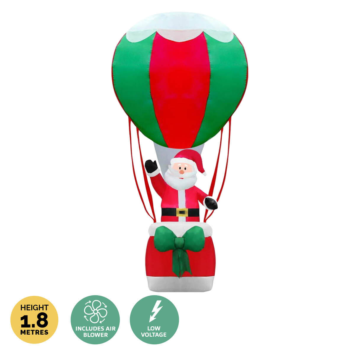 Christmas By Sas 1.8m Santa & Hot Air Balloon Self Inflating LED Lighting