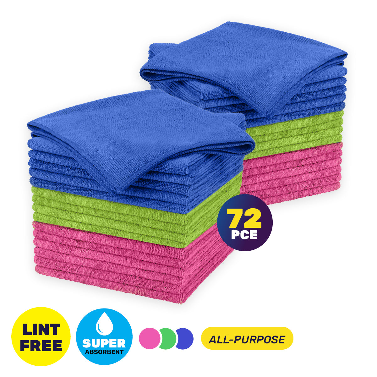 Xtra Kleen 72PCE Microfibre All Purpose Cloth Lint Free Absorbent 30 x 38cm