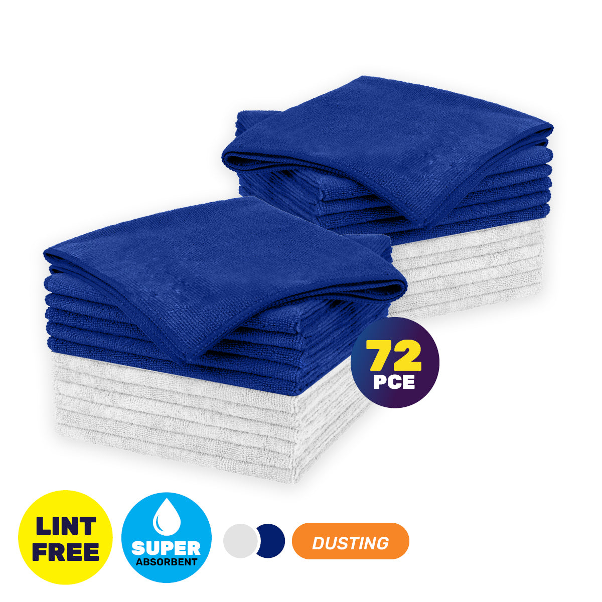 Xtra Kleen 72PCE Microfibre Dusting Cloth Lint Free Super Absorbent 30 x 38cm